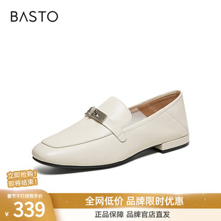 百思图2026春季新款乐福鞋简约时尚复古通勤女单鞋C0551AA6