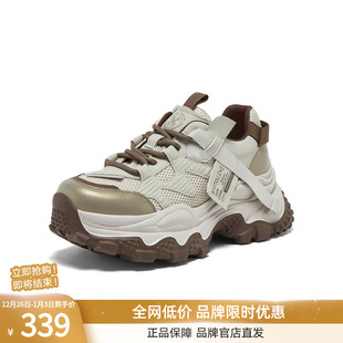 厚底增高女运动休闲鞋 棉鞋 B6091CM5 加绒老爹鞋 百思图25冬商场新款