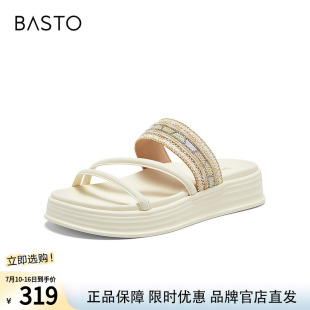 百思图2026夏季新款商场同款休闲拖时尚复古户外女鞋BV103BT6