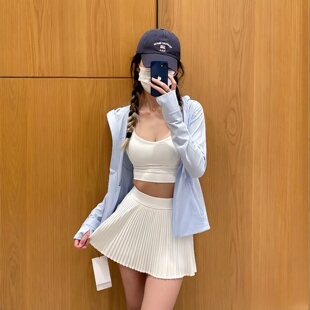 lu同款风琴裙Varsity防走光中高腰网球裙带内衬运动速干女短裙