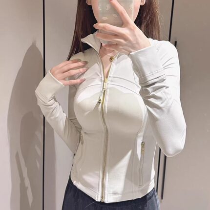 新款2025瑜伽服Define女士立领短款瘦身瘦腰长袖修身运动外套