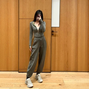 Fleece双层高腰束脚裤 女Plush 运动休闲 巨牛货秋冬加绒卫裤 新款