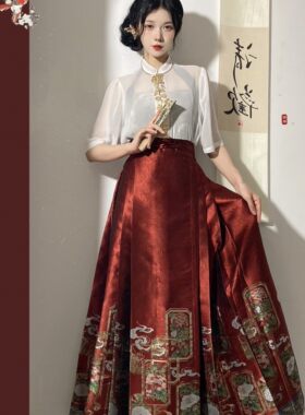 锦裳御阁喜十里香马面裙黄色红色结婚汉服现货多尺码春季夏季送女