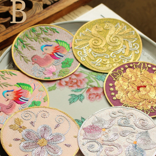 B组  清货 图中6片共120元，手绣苏绣刺绣绣片贴片圆形花朵