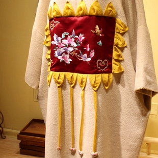 又轻又暖  手绣蝶恋花中式复古廓形长袍羊毛轻暖长裙袍子毛呢外套