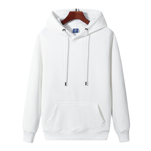 秋冬季连帽卫衣男加绒加厚保暖纯白色帽衫青少年休闲学生情侣外套