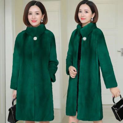秋冬款皮草外套女中长款貂绒大衣