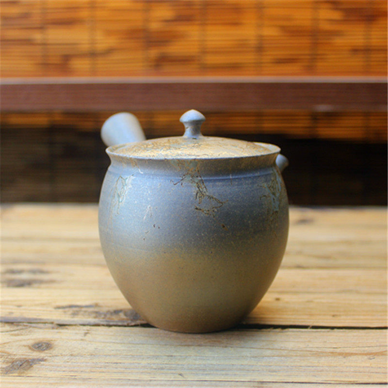 日本常滑烧九宫壶水野阳景 白泥窑变藻挂横手侧把泡茶急须茶壶2号