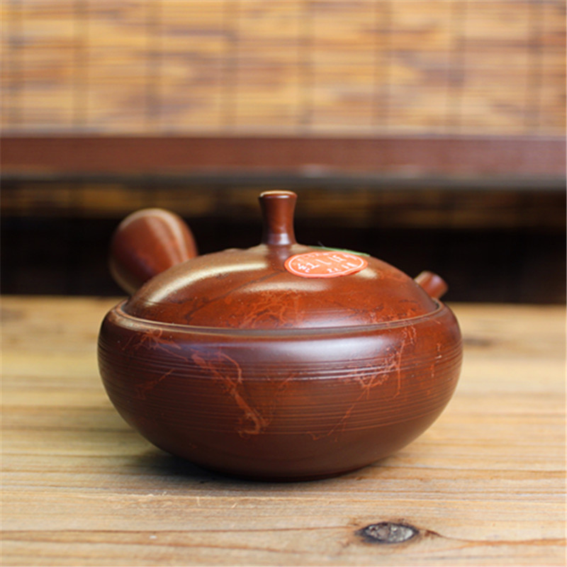 常滑烧藻挂茶泥前段侧把急须茶壶