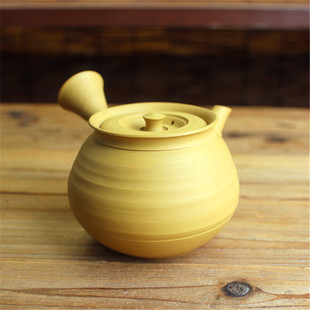 日本常滑烧已故名匠加藤香山30年前黄泥横筋横手侧把泡茶急须茶壶