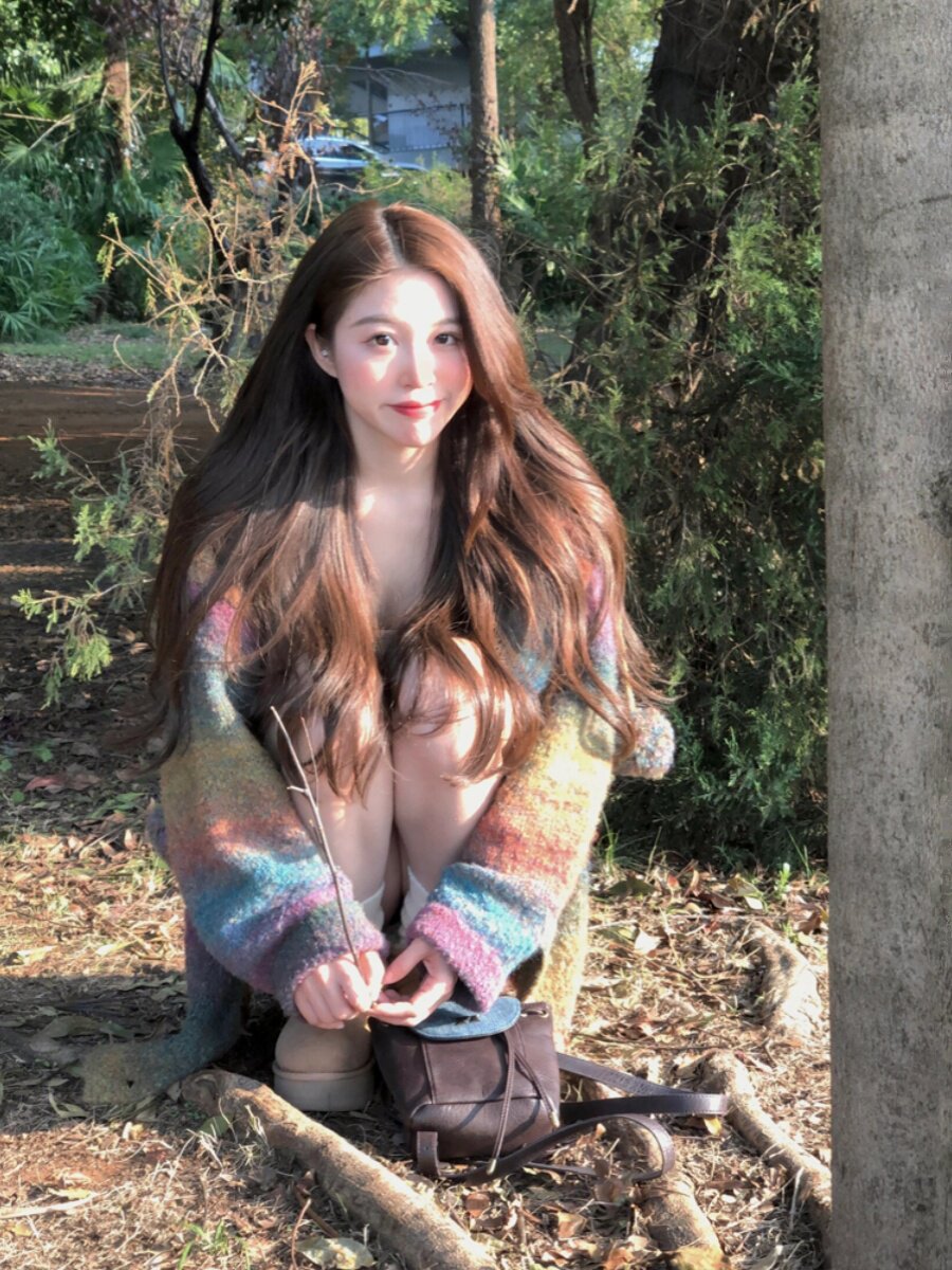 HUNGERLABABY|24AW 미국 복고풍 게으른 스타일 작은 여성을위한 다채로운 후드 가디건 스웨터 재킷