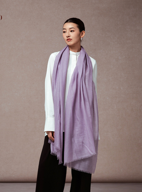 嫵WOO【礼赠推荐】升级版串珠片羊绒披肩薄款纯色通勤搭配围巾