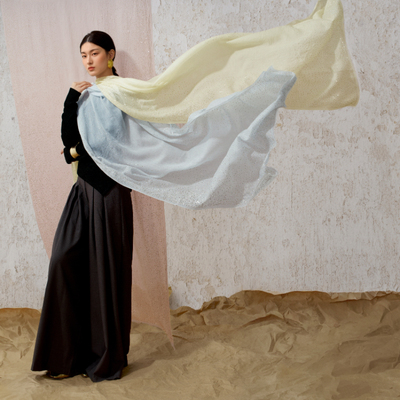 妩WOO海之星夏季长款薄羊绒披肩