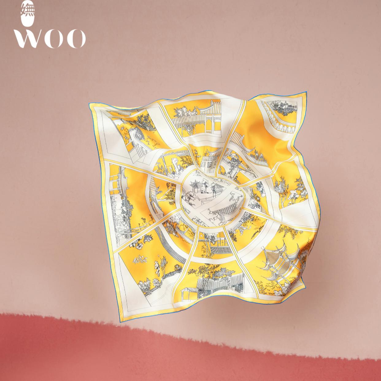 妩WOO四季用真丝印花方巾新品
