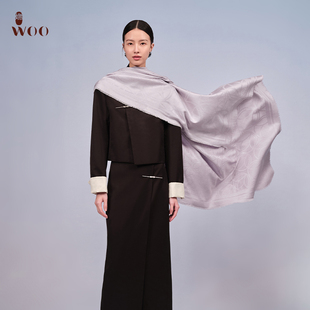 嫵WOO 丝羊绒丝巾大方巾桑蚕丝薄羊绒混纺舒适亲肤大披肩 兰锦