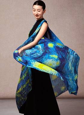 嫵WOO【星空】三米丝巾旅游度假百搭桑蚕丝围巾真丝长款大披肩