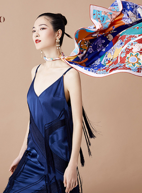 嫵WOO 【乐游园】春秋季薄款桑蚕丝围巾女长时尚披肩百搭