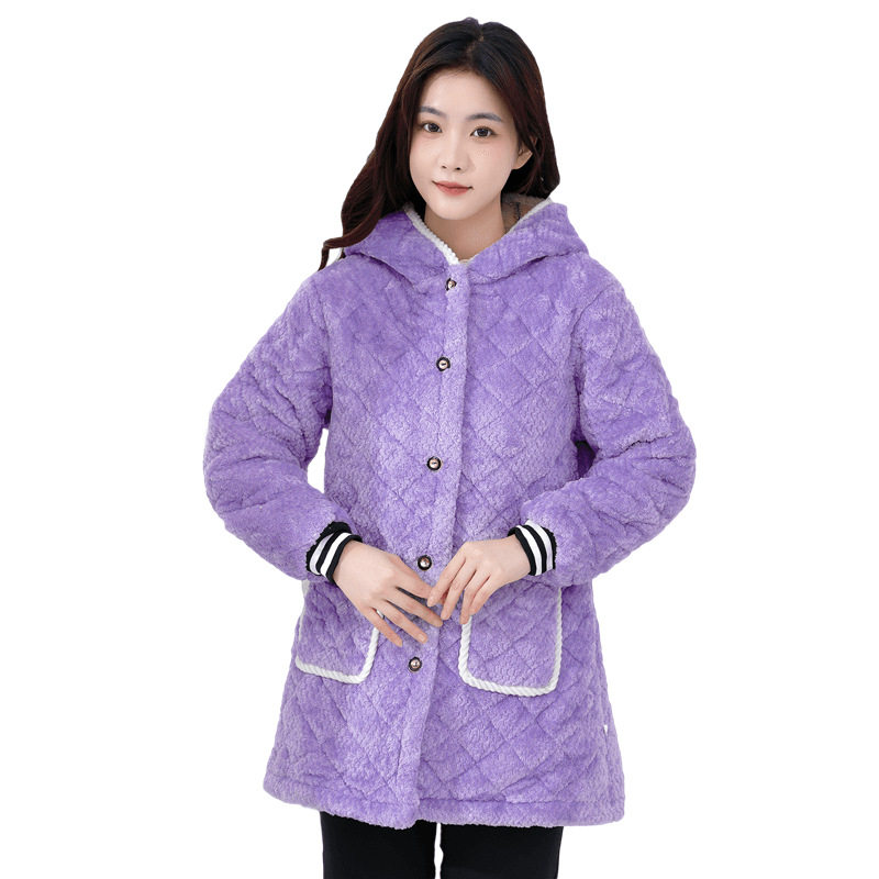 罩衣女外穿干活加绒加厚棉衣冬季三层夹棉保暖防寒工作服家居防污