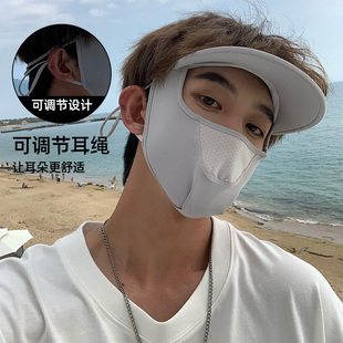 防晒口罩男骑行面罩帽檐女遮阳帽子头套脸部紫外线遮全脸面纱基尼