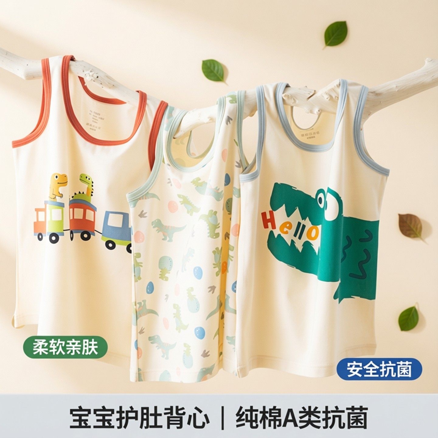 儿童背心男童夏季薄款纯棉a类短袖上衣2025新款外穿儿童睡衣背心