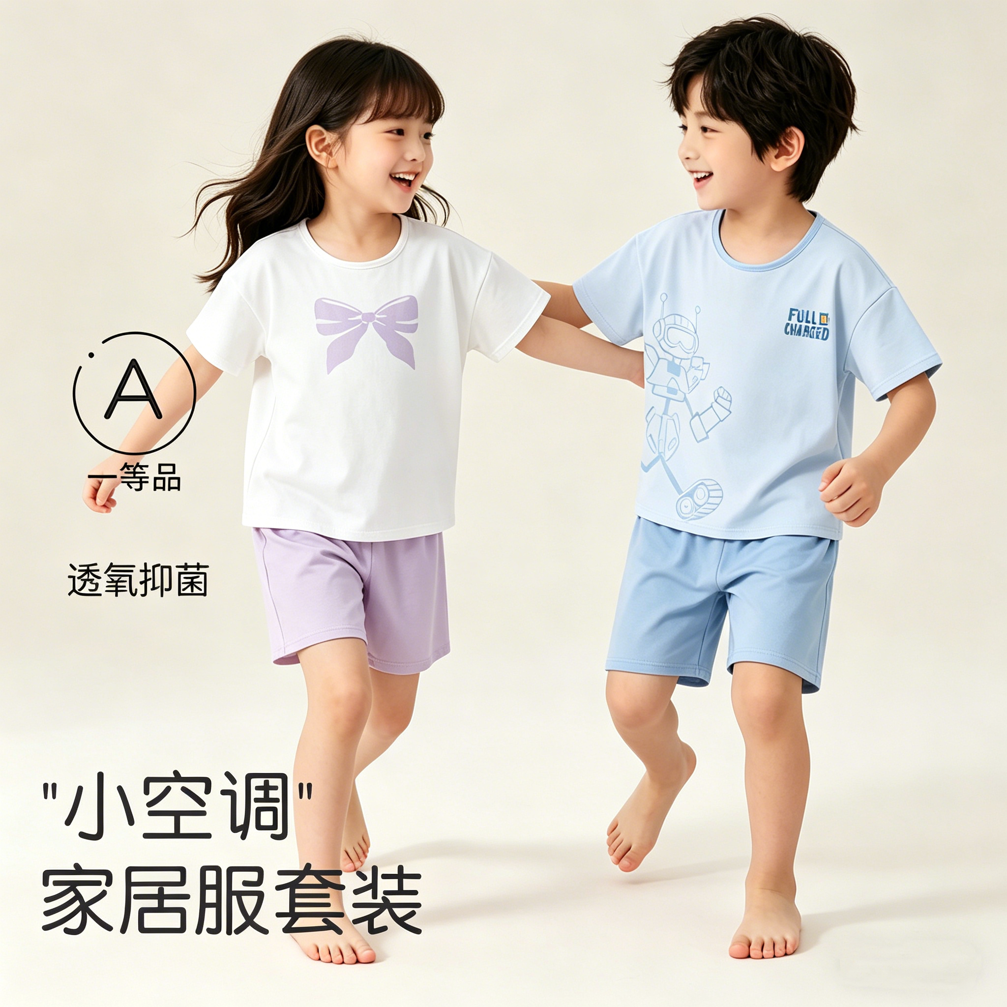 儿童睡衣夏季纯棉a类短袖短裤男女孩夏薄款女孩宝宝家居服套装
