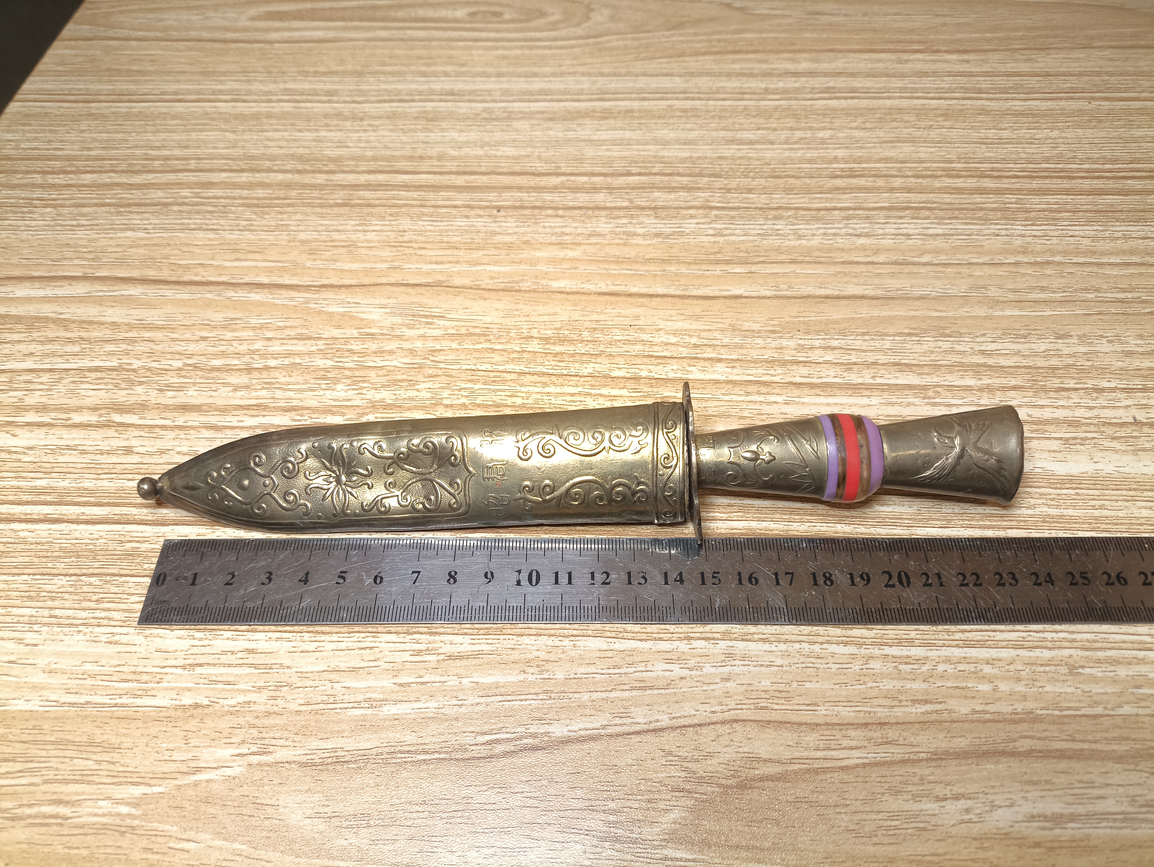 老刀手工制作的铜壳小刀 内蒙呼市小刀乡下收来的铜刀鞘保老保真