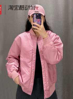 42运动家 NIKE 女子丝绸缎面立领棒球服夹克梭织外套 HJ0972-699
