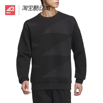 42运动家 Adidas 武极 圆领套头运动休闲长袖卫衣男款黑色 JI8716