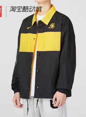 42运动家 Nike耐克 洛杉矶湖人队运动休闲翻领夹克外套DR2338-010