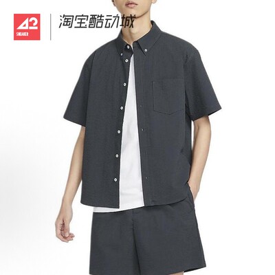 42运动家 Nike 男子泡泡纱宽松机能风休闲短袖T恤衬衫 FN3223-060