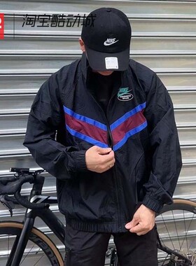 42运动家Nike Logo印花 黑色休闲运动立领长袖夹克外套DM5021-010