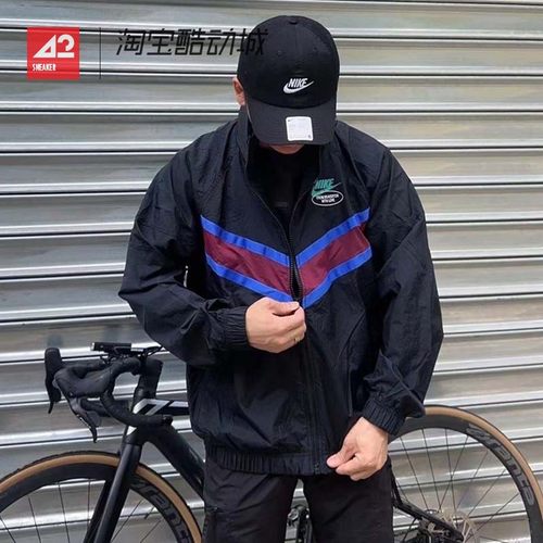 黑色休闲运动立领长袖夹克外套