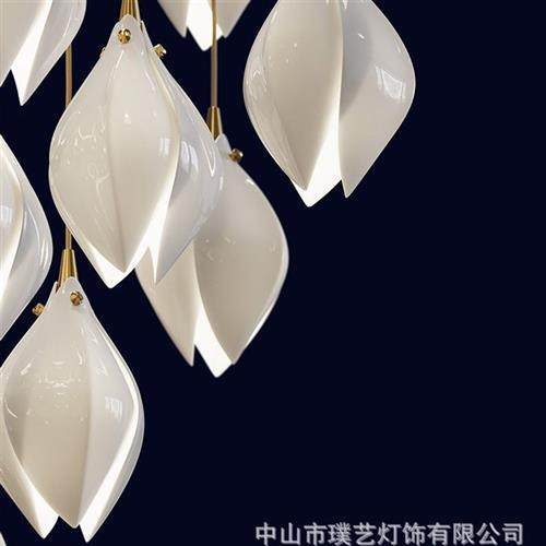 北欧创意个性玉兰花造型客厅餐厅吊灯设计师别墅楼梯复式楼大灯具,家装灯饰光源,客厅吊灯,淘宝优惠券,粉丝福利购,淘宝优惠卷
