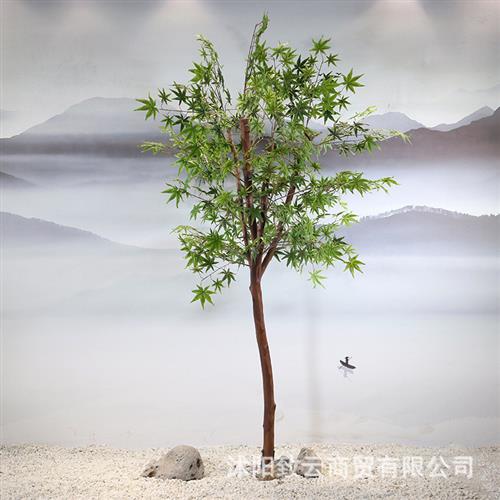 仿真青枫树仿真红枫树客厅花墙装饰绿植假树橱窗摄影红枫叶干枝