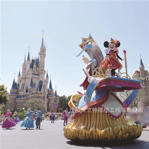 巡游花车自贡市户外方特园林游乐园场所玻璃钢彩船亮化美陈制作
