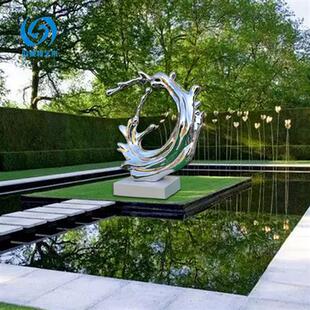 不锈钢抽象景观波浪雕塑房地产酒店园林景观水景摆件波浪水滴浪花