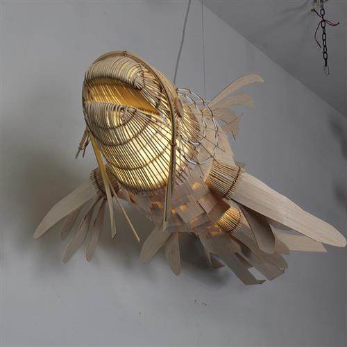 木艺鱼型新中式简约火锅店咖啡厅茶楼售楼部酒店大堂工程灯吊灯,家装灯饰光源,客厅吊灯,淘宝优惠券,粉丝福利购,淘宝优惠卷