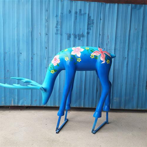 玻璃钢彩绘梅花鹿雕塑户外仿真动物摆件售楼处商场广场景观装饰品