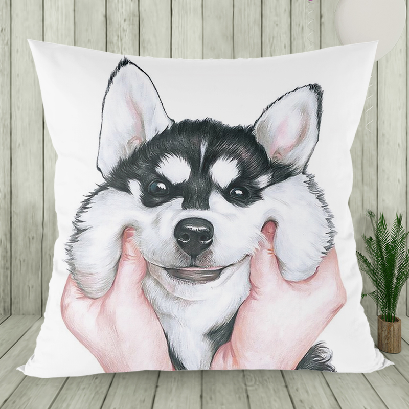 哈士奇狗头搞怪抱枕创意睡觉靠垫