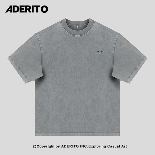 ADERNANA小狐狸刺绣纯棉T恤男