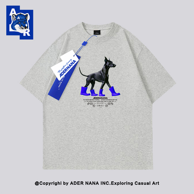 韩国ADER NANA极简风短袖T恤男女情侣装宽松创意趣味刺绣潮牌