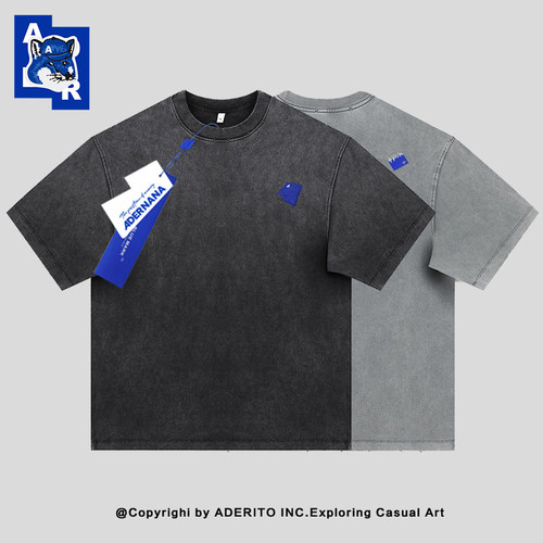 ADERNANA极简做旧刺绣短袖T恤