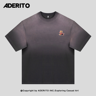 美式复古狐狸刺绣纯棉短袖T恤