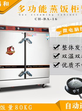 昌和蒸饭柜CH-BA-16盘双门双控商用电热蒸汽两用蒸饭箱饭店蒸饭柜