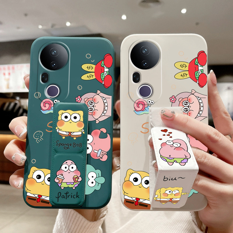 适用于vivoS50手机壳新款30/S20Pro/19/18E磁吸vivoS17海绵宝宝带支架S16/15男女款12硅胶10可爱全包防摔软壳