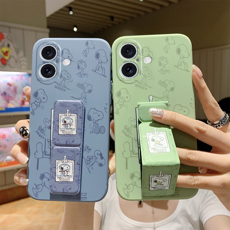 折叠支架适用于新款iPhone17手机壳16ProMax/苹果15plus全包防摔14腕带13Pro磁吸12简约卡通11/XR史努比8软壳