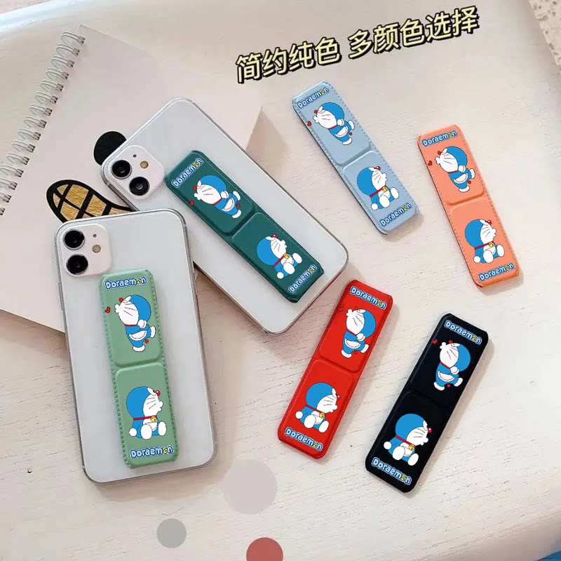 手机磁吸支架桌面懒人追剧支撑架多功能哆啦A梦皮革背贴折叠横竖