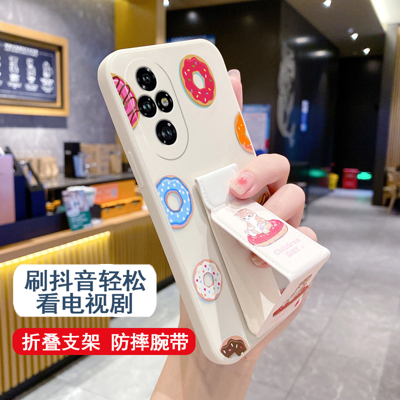 适用于荣耀500手机壳400/300Ultra/200/100Pro猫咪防摔90GT女款可磁吸支架荣耀80/70/60折叠腕带套硅胶软壳