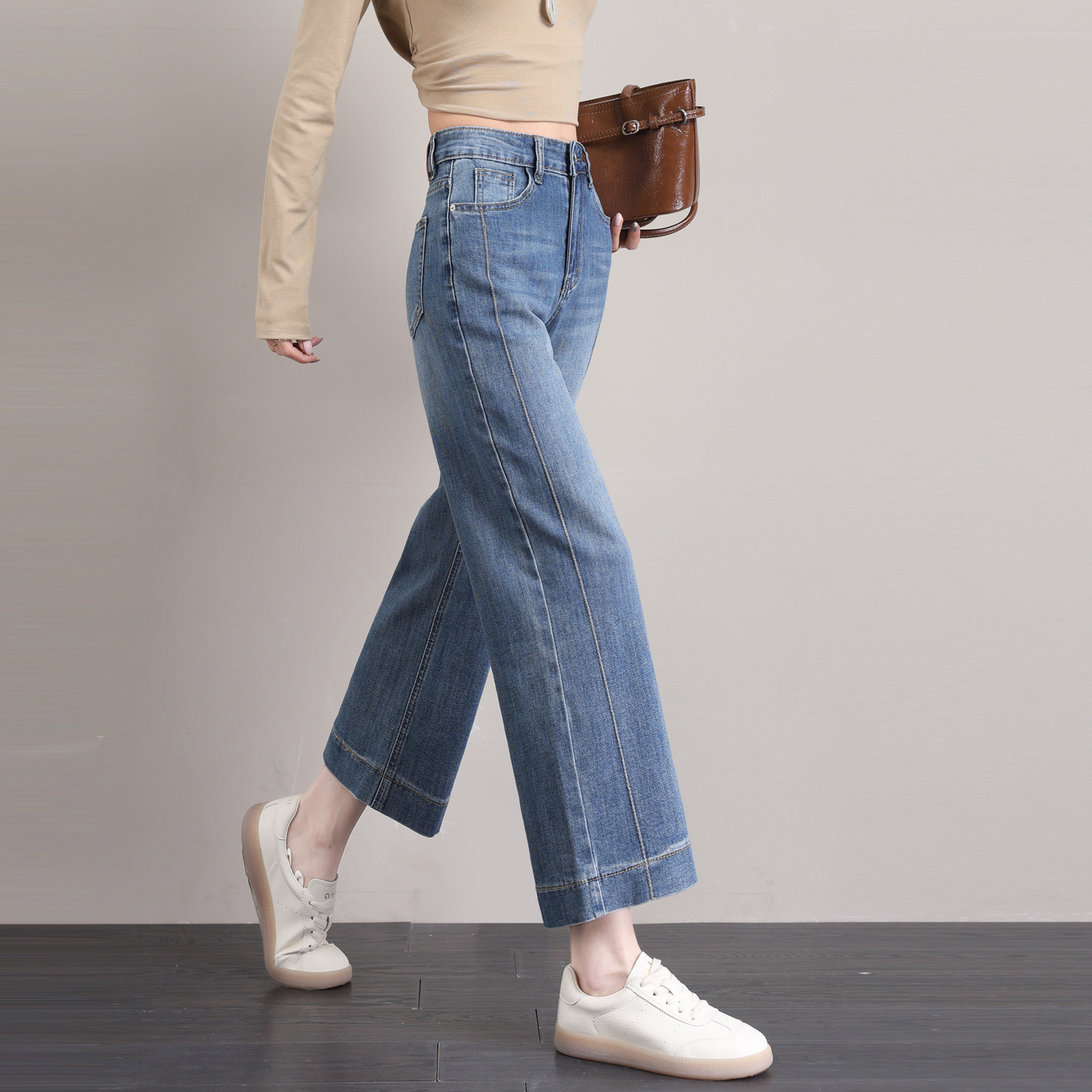 阔腿牛仔裤女2026春季新款显瘦显高窄版宽松八分九分小个子直筒裤,女装/女士精品,牛仔裤,淘宝优惠券,粉丝福利购,淘宝优惠卷