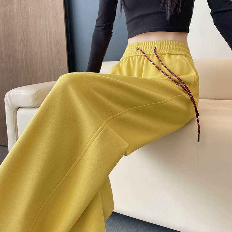 窄版运动阔腿裤女春秋2025新款高腰显瘦休闲垂感宽松拖地直筒卫裤,女装/女士精品,休闲裤,淘宝优惠券,粉丝福利购,淘宝优惠卷